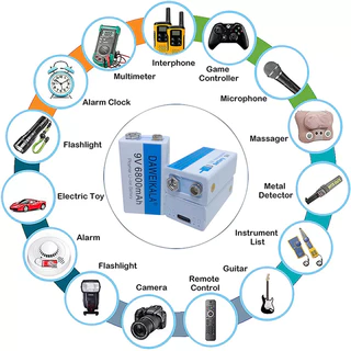 ถ่านชาร์จ 9V 6800mAh เต็ม Li-ion Battery แบตเตอรี่ที่มีคุณภาพสูง ชาร์จได้1500ครั้ง 1ก้อน/PCS แถมสายชาร์จให้ แบตเตอรี่