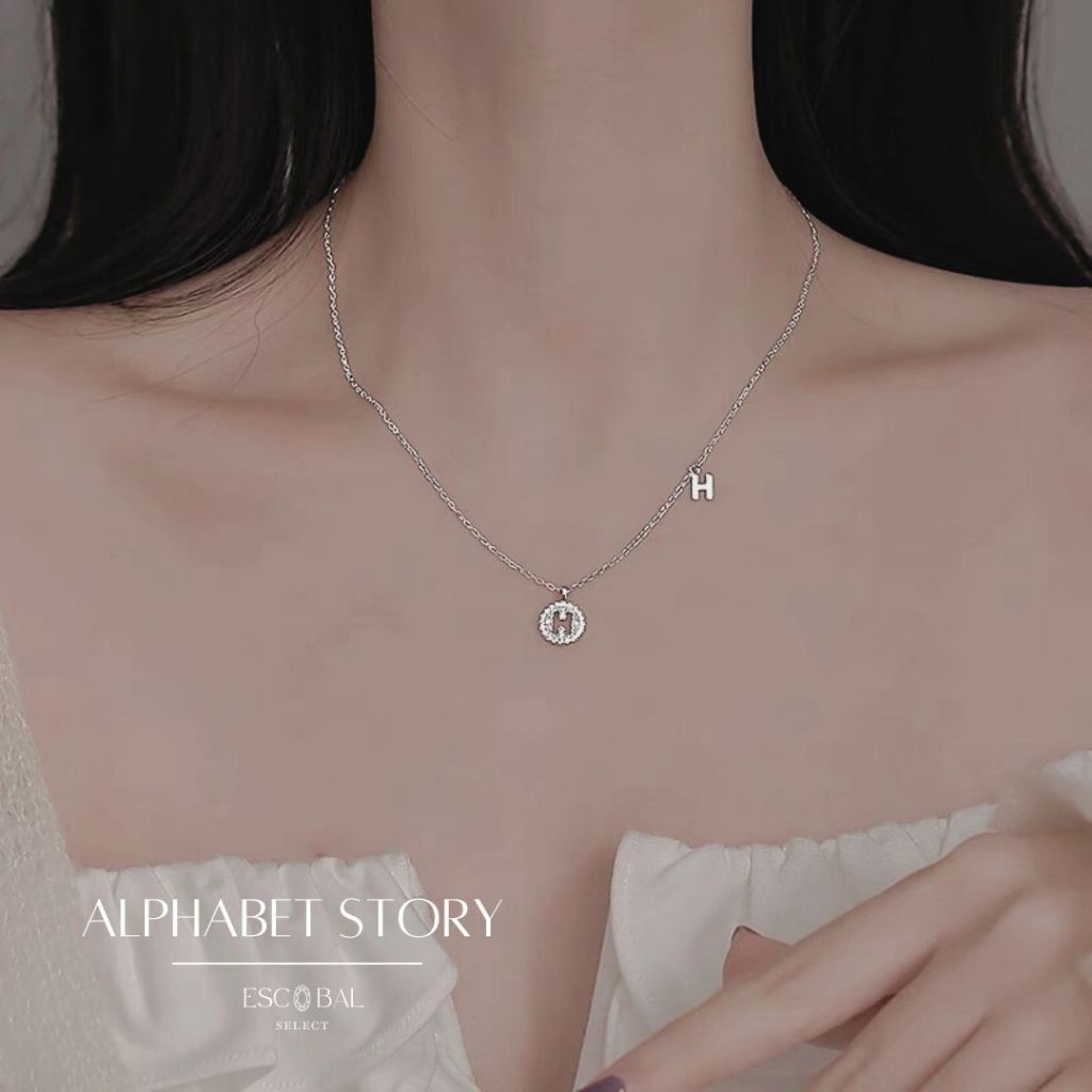 ESCOBAL สร้อยเพชร Alphabet Story ร้อยคอเงินแท้ สร้อยเพชร สร้อยคอแฟชั่น สร้อยคอสวยๆ สร้อยคอเงิน