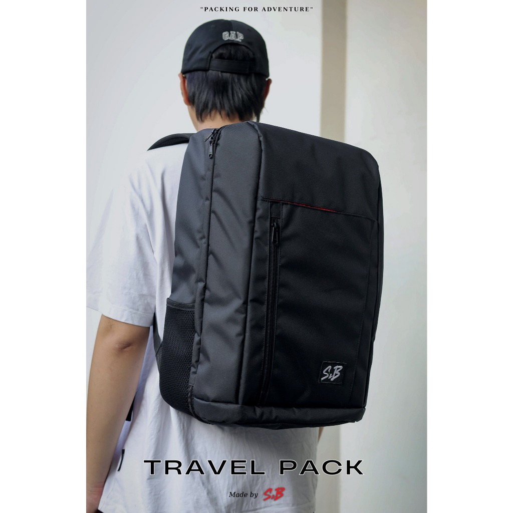 กระเป๋าเป้สะพายหลังสำหรับท่องเที่ยว ใช้ได้หลากหลาย - S&B Travel Pack 'Black'