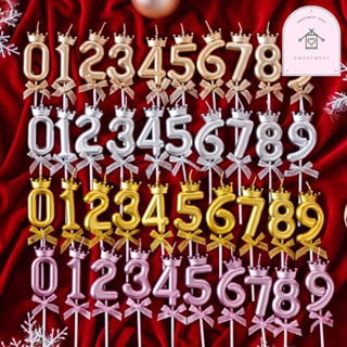 เทียนวันเกิดหรูหรา เทียนมงกุฏทอง เทียน เทียนตัวเลข สำหรับตกแ…