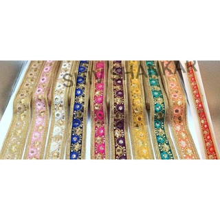 ลูกไม้ผ้าแคบ gota ลูกไม้ feb แคบจากอินเดีย ใช้ทำชุดเดรสสวยๆ ขนาด 1 เมตร และกว้าง 2 นิ้ว จากอินเดีย ใช้ทำกระเป๋าชุด