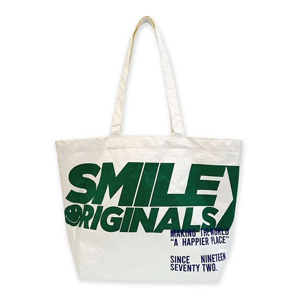 SMILEY® LARGE TYPO PAPER TOTE BAG (WHITE/GREEN)