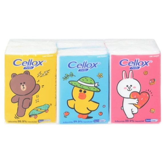 Cellox เซลล็อกซ์ กระดาษเช็ดหน้า ไลน์เฟรนด์ 10 แผ่น แพ็ค6ห่อ ทิชชู่ เช็ดหน้า