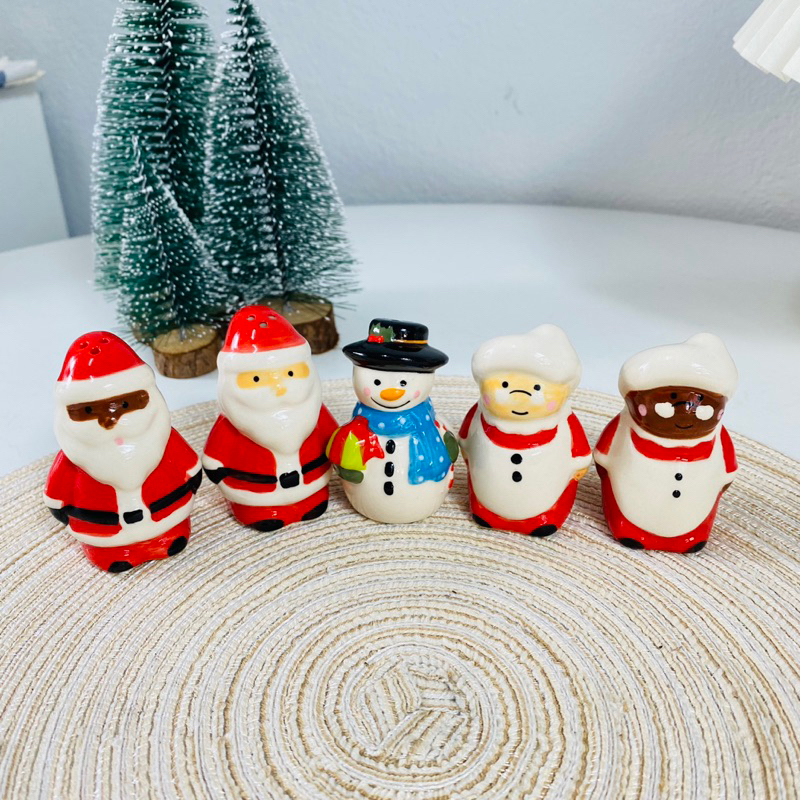 Christmas collection ขวดพริกไทย ขวดเกลือ ขวด คริสมาสต์ ซานต้า แซนตี้ สโนว์แมน ตกแต่งโต๊ะอาหาร