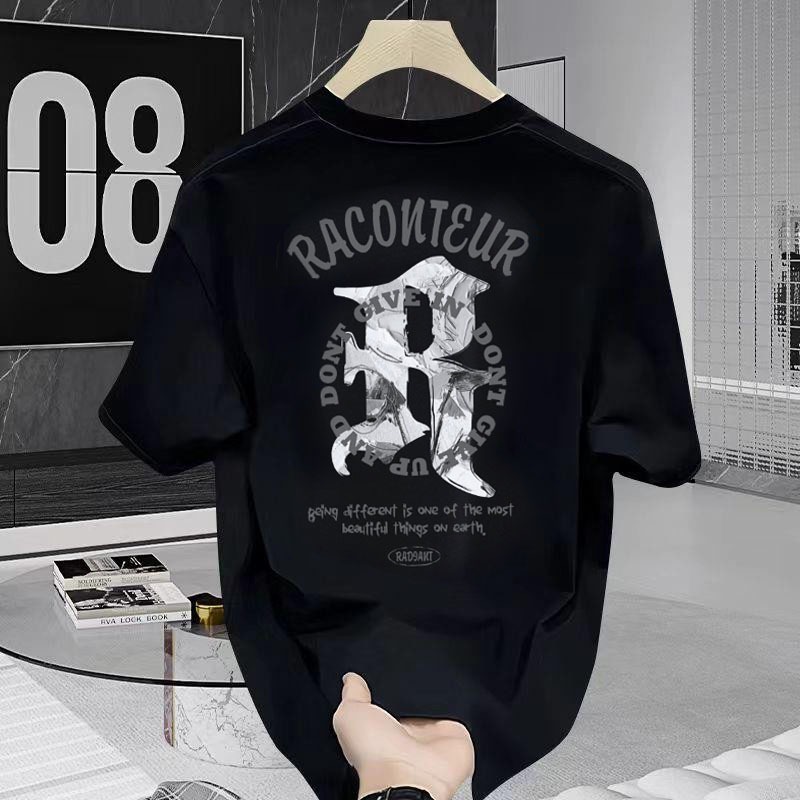 Basi เสื้อยืด oversize unisex สกรีนหน้าหลัง ลาย "RACONTEUR RR" ผ้าคอตตอน100% เนื้อผ้าเกรดพรีเมียม คอกลม ใส่สบาย