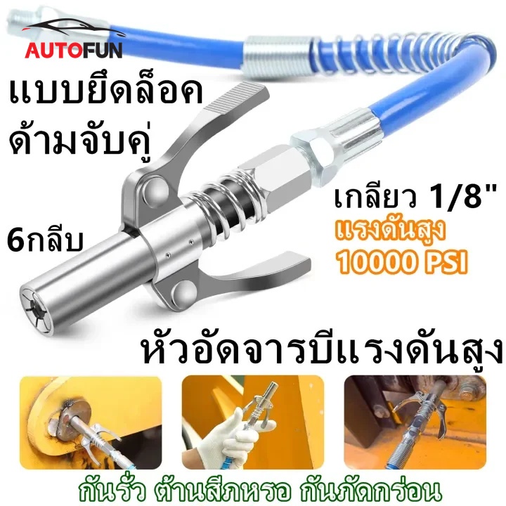 10000PSI พร้อมปั๊มอัดจารบีสายยางขนาด 30 ซม. หัวอัดจาระบี หัวอัดจาระบี หัวอัดจาระบีแรงดันสูง หัวล็