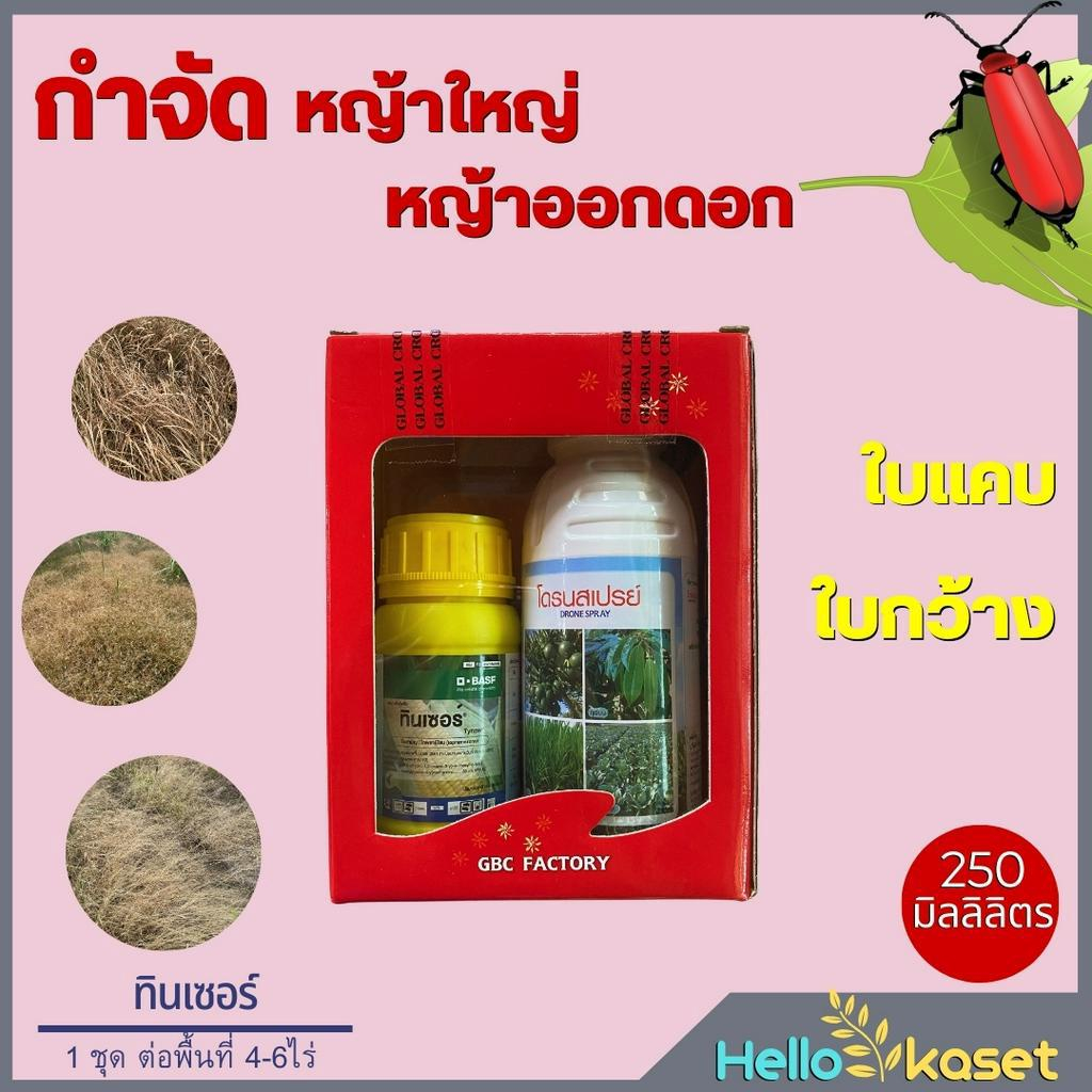 สารกำจัดวัชพืช ทินเซอร์ขนาด 250 ซีซี + โดรนสเปรย์ 500 ซีซี กำจัดได้ทั้ง ใบแคบ ใบกว้าง ตราหั