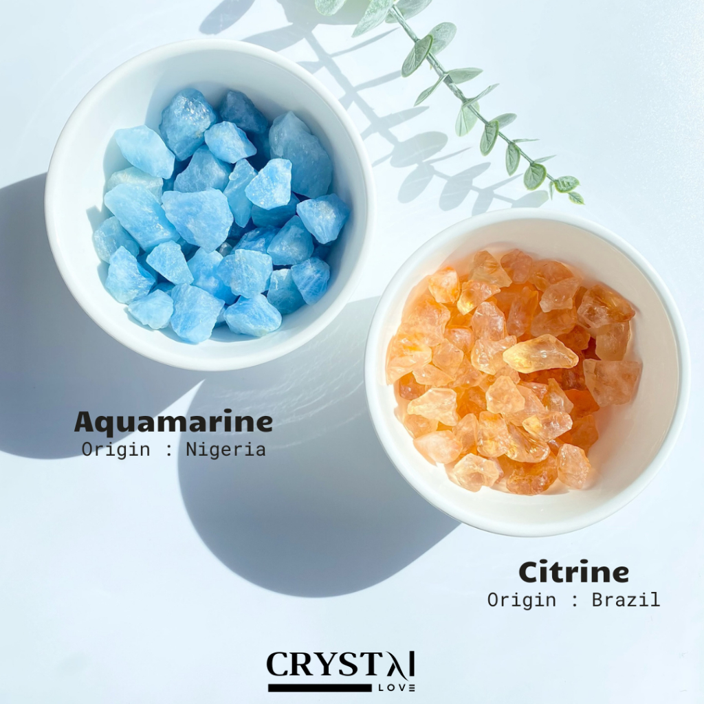 หินธรรมชาติแท้ อความารีน (Aquamarine) และ ซิทรีน (Citrine)