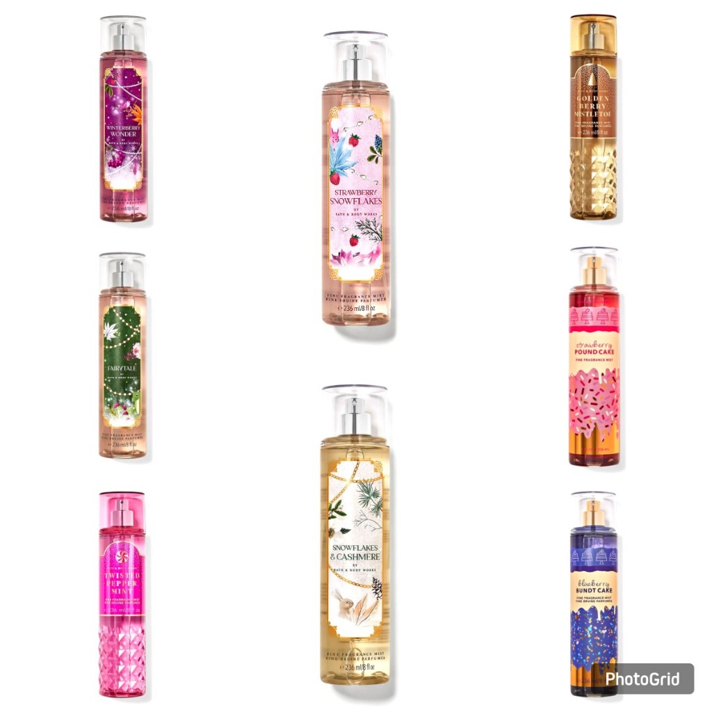 (ของแท้ช็อปไทย/ปี2024) Bath & Body Works Fine Fragrance Mist 236ml (Strawberry Snowflakes / Snowflakes & Cashmere)