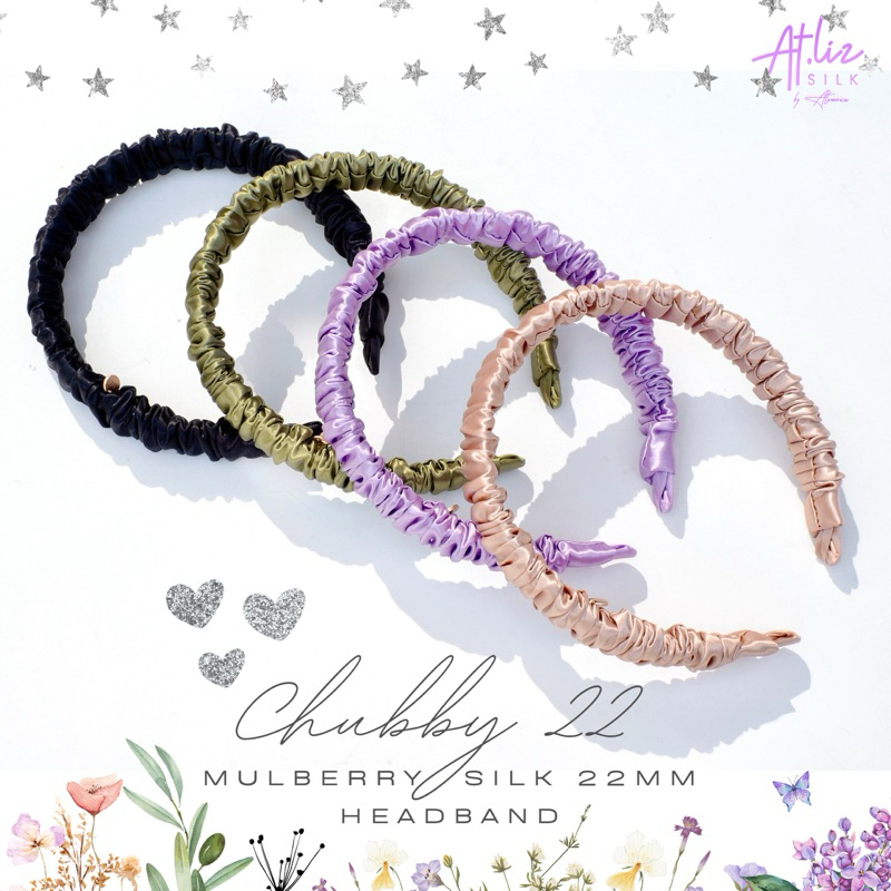 ที่คาดผมผ้าไหมมัลเบอร์รี่ Atlizsilk chubby 22 headband dreamy wedding collection