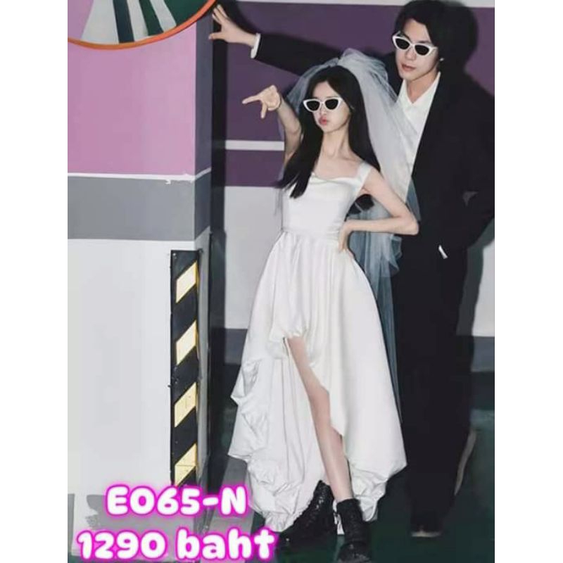 งานเดรสสั้น Afterparty E065-N ชุดเจ้าสาว ชุดแต่งงาน ชุดพรีเวดดิ้ง งานหมั้น ชุดสวย งานเนียบ ผ้าดี มินิมอล E065