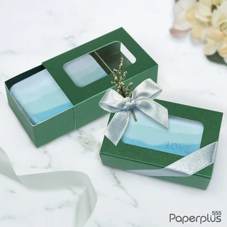 555paperplus กล่องของชำร่วย ฝาสไลด์ 4.7x8x2.7 ซม. (20กล่อง) ชนิดหนา (V030) กล่องใส่สบู่ 50 กรัม แบบปลอกสวม