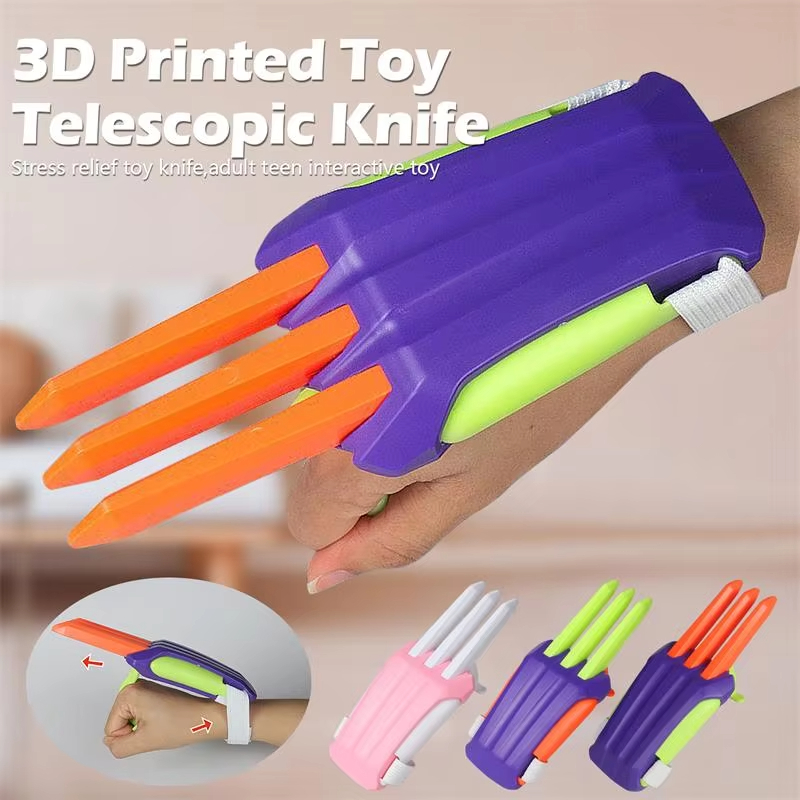 MOONTOY วูล์ฟเวอรีนสไตล์เดียวกัน วูล์ฟเวอรีน คลอว์ 3D กรงเล็บ ยืดสไลด์ได้ มีดของเล่น คลายเครียด ของเล่นเด็ก มีดแครอท