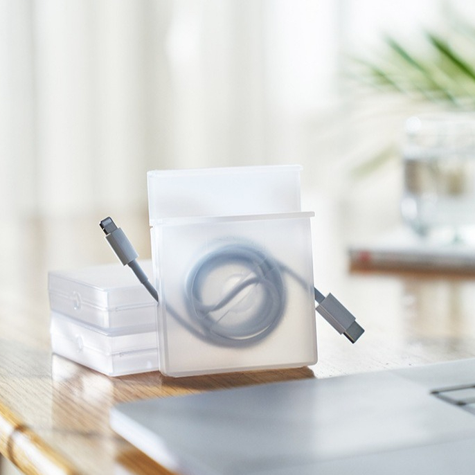 kokorohome กล่องเก็บ สายชาร์จ usb ที่เก็บสาย จัดระเบียบ เก็บสายไฟ ที่ใส่หูฟัง MB198 พันสายชาร์จ 2แบบ