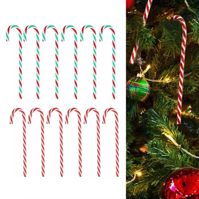 candy cane ไม้เท้าเเคนดี้ ไม้เท้าคริสมาสต์ ตกแต่งเทศกาลคริสต์มาส แพคละ5ชิ้น พร้อมส่งจากไทย christmas sensory play