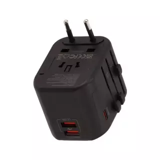 หัวแปลงปลั๊กไฟ TECHPRO Multifunction Universal Travel Adapter 20W (TP-UA01) Black by Banana IT