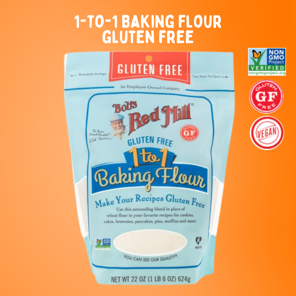 Bob's Red Mill Gluten Free 1-to-1 Baking Flour |  บ็อบเรดมิล แป้งอเนกประสงค์ ปราศจากกลูเตน 624 กรัม | Sunshine Market