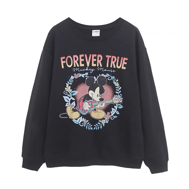 Mickey sweatshirt "Forever True"  มิคกี้ สเวตเตอร์ Mickey mouse♦️TS444♦️ BLINK Blink งาน❣️Disney❣️ แท้💯 (TS444)