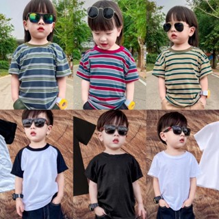 พร้อมส่ง🇹🇭เสื้อยืดสีพื้นใส่กับอะไรก็หล่อ เสื้อยืดเด็ก