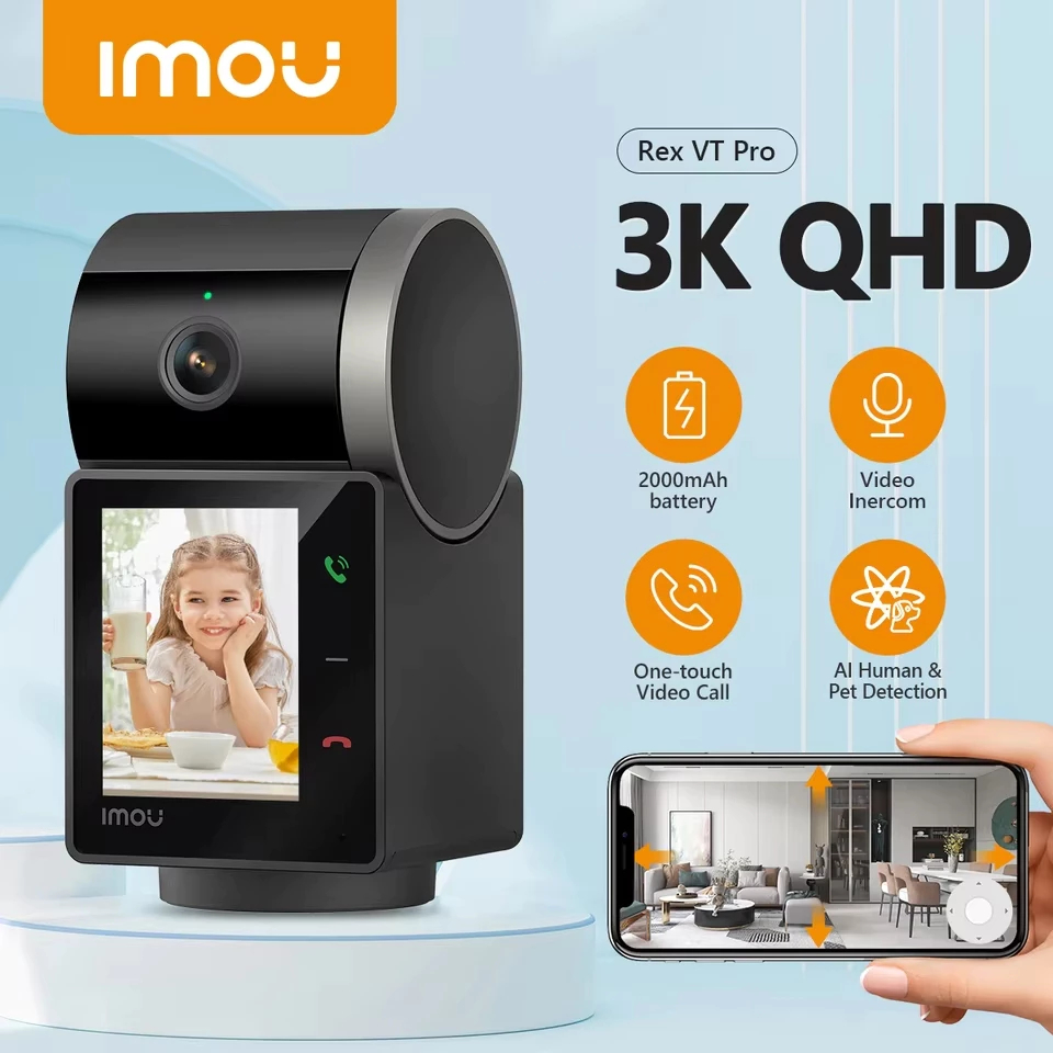 กล้องวงจรปิด IMOU REX VT PRO 5MP 3K WiFi PTZ หมุนได้ One-touch วิดีโอคอลแบบ 2 ทาง มีแบตในตัว