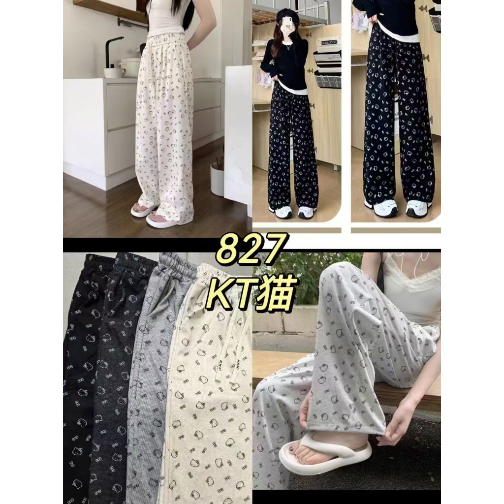รูปแบบใหม่ กางเกงคิตตี้มีกระเป๋า เหนือผ้าดียืดใส่สบายลายน่ารักมี 4 สี
