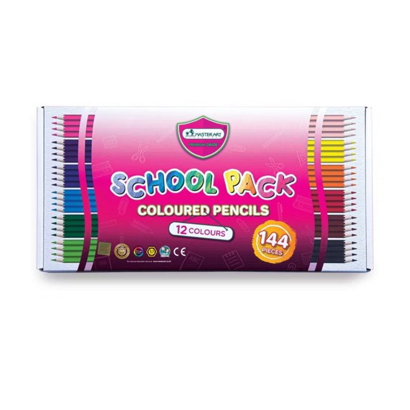 Master Art สีไม้ ดินสอสีไม้ 12 สี 144 แท่ง รุ่น School pack จำนวน 1 ชุด