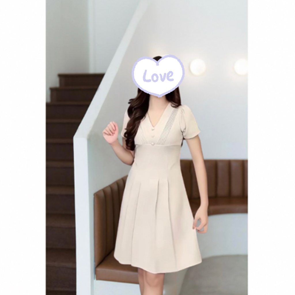 [ใหม่] S-4XL เดรส คอวี จีบหน้าอก ยาว มีไฃส์ ใส่ทำงาน ทางการ สวยน่ารัก สีพื้น เดรสสุดเรียบหรู ให้ดูผอมเพรียว
