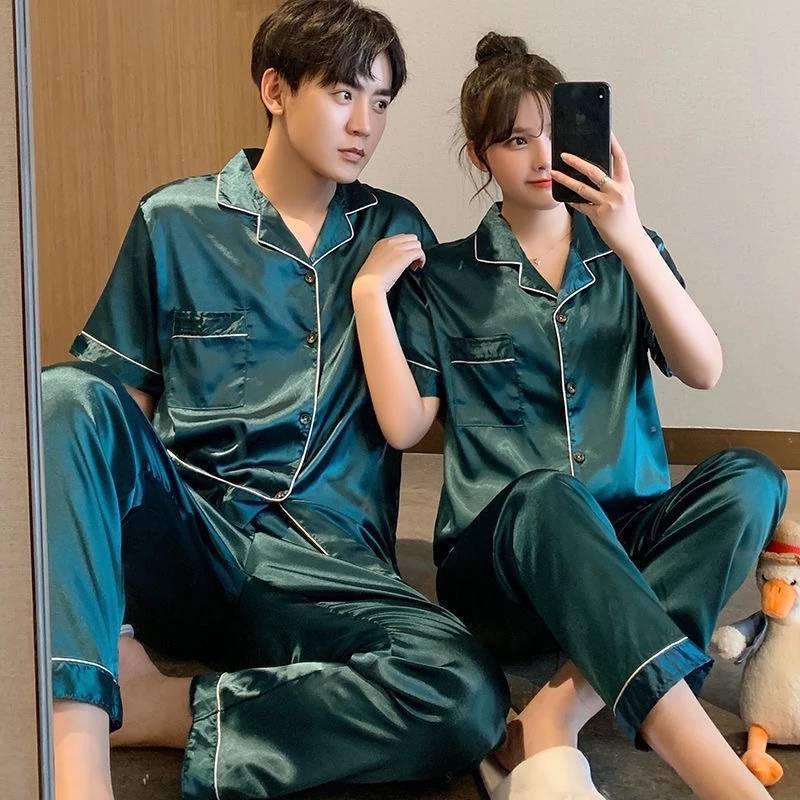 ✨COD✨🛏️ ชุดนอนสไตล์เรียบหรู ผ้าซาติน แขนสั้นขายาว ใส่ได้ทั้งผู้ชายและผู้หญิง ผ้านิ่ม ลื่นสบาย ไม่อึดอัด🛏️ S8