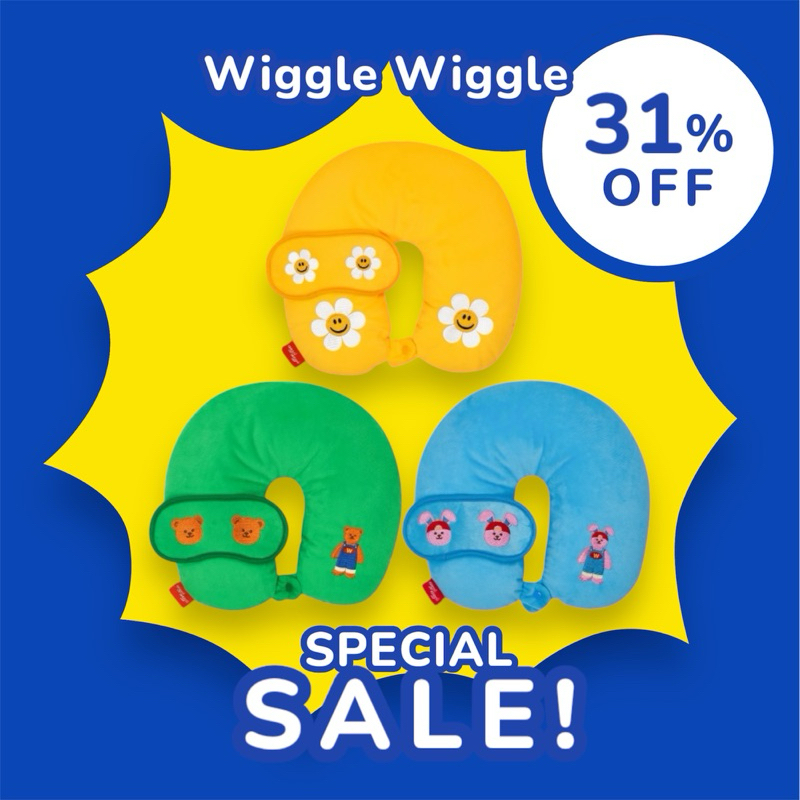 ✅ ขายดี Wiggle Wiggle Neck Pillow & Eye Pad เซ็ตหมอนรองคอ พร้อมผ้าปิดตา