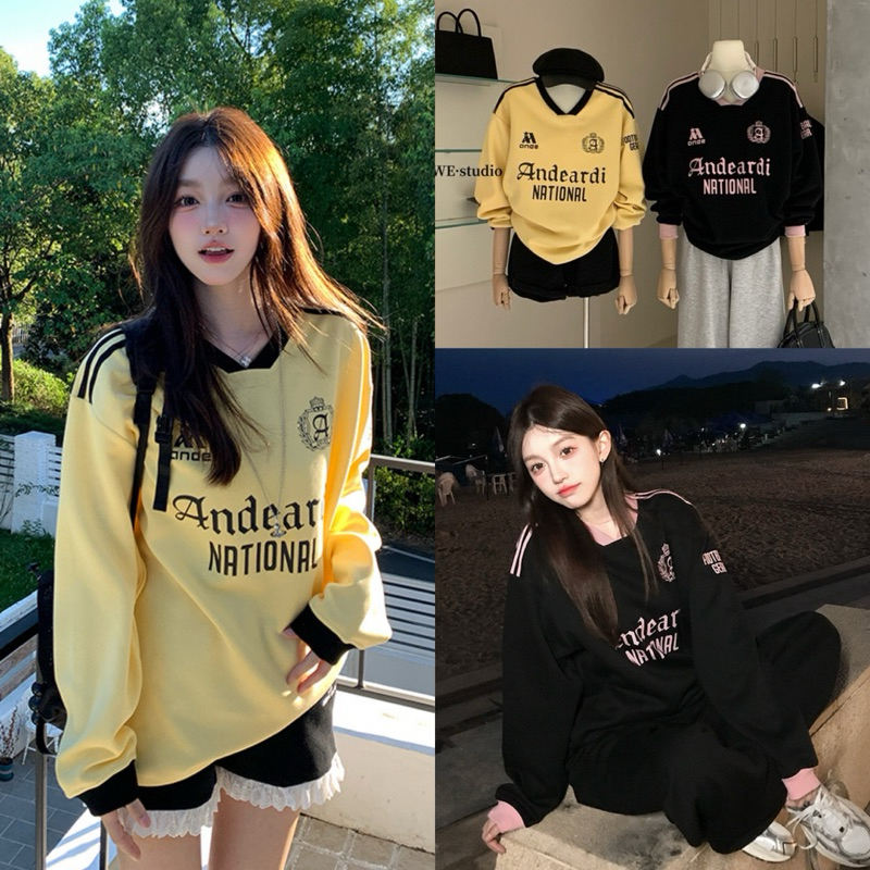 เสื้อแขนยาวคอวีสกรีนลายรุ่น 2562 TAG:WG.WE