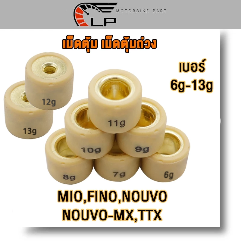 เม็ดตุ้มถ่วงแต่ง 6g-13g สำหรับ MIO/NOUVO/FINO/NOUVO-MX/TTX