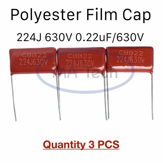 224J630V 0.22uF 630V คาปาซิเตอร์ โพลีโพรไพลีน 0.22uF/630V 220nF630V Polyester Film Capacitor ขาห่าง 