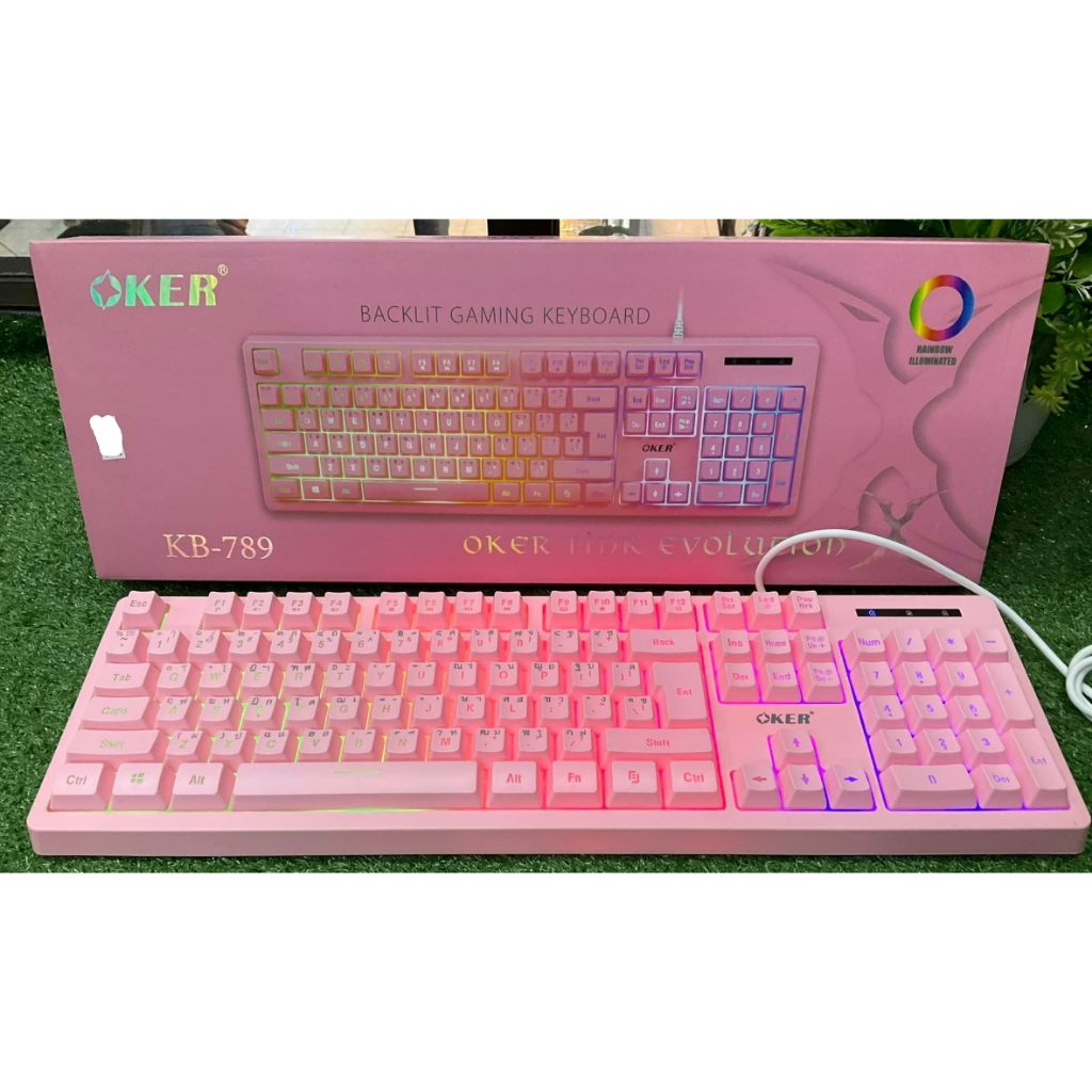 OKER KEYBOARD KB-789 BACKLIT GAMING USB Keyboard OKER (KB-789) Pink