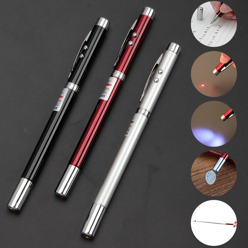 ปากกาเลเซอร์ 5 ฟังก์ชั่นใน 1 ด้าม/สามสี Laser Pointer จุดสีแดง ตัวชี้แบบพับเก็บได้Laser Pointer
