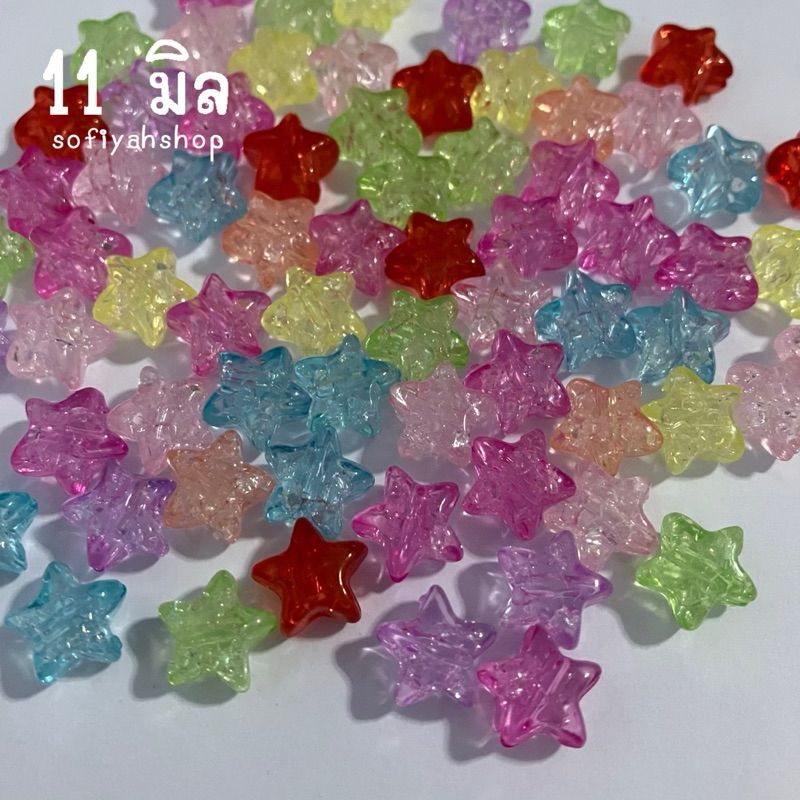 ลูกปัดดาวเกล็ดน้ำแข็ง คละสี (ถุง 10 กรัม)