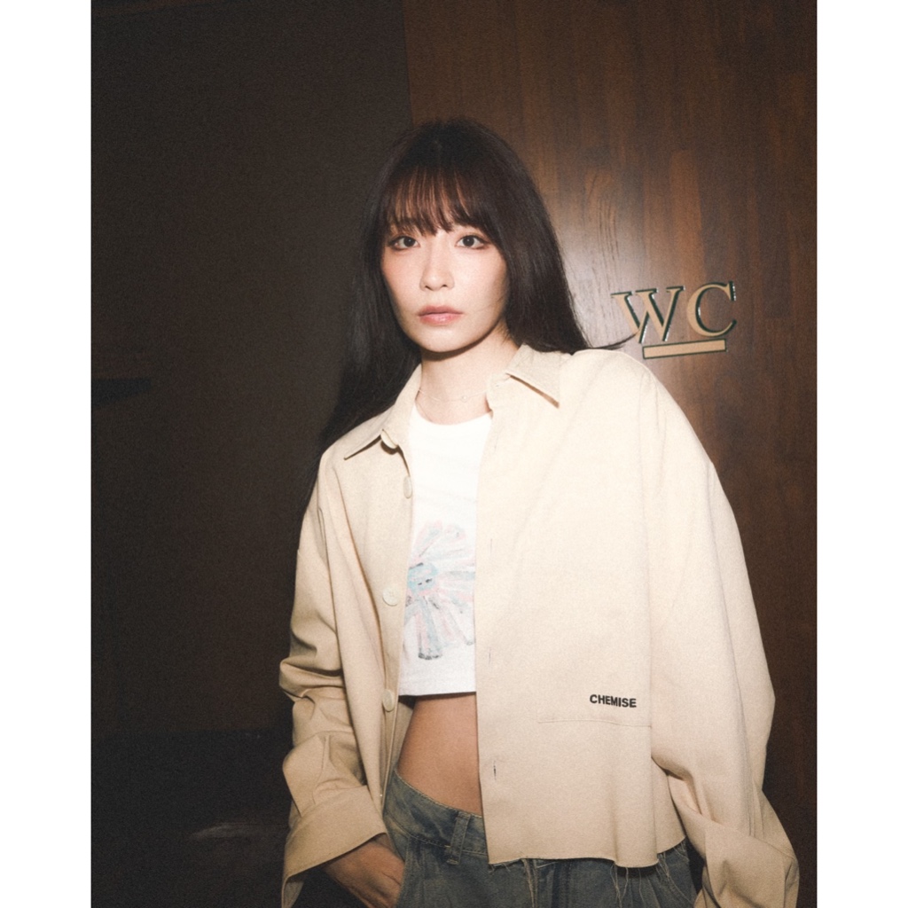 CHEMISE Cotton Twill Beige Cropped Shirt