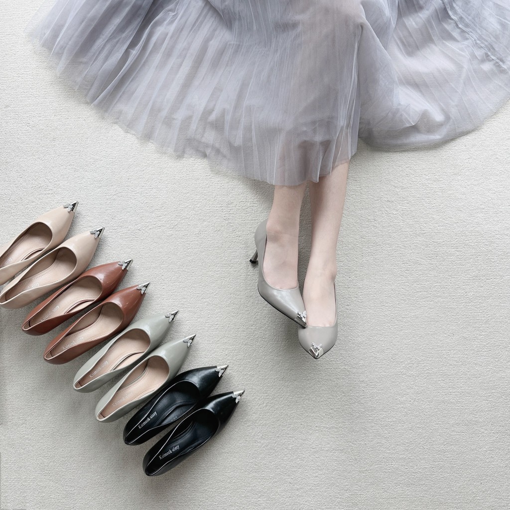 รองเท้าส้นสูง แต่งอะไหล่ผีเสื้อ High Heels ส้นสูง 3นิ้ว รองเท้าkaimooksissy 777-111