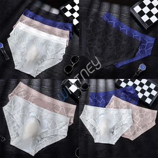 กางเกงในผู้ชาย ลายลูกไม้ ซีทรู มีเป้า ไร้ขอบ ALLMIX สุด sexy ผ้า Nylon(EUM17)