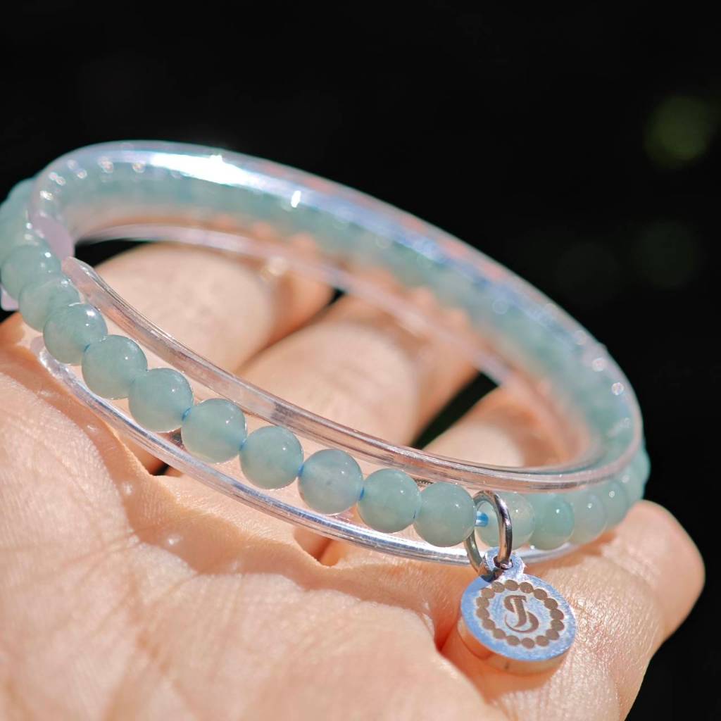 สร้อยข้อมือหยกสีบลู 4.8มิล หยกแท้ jadite type a