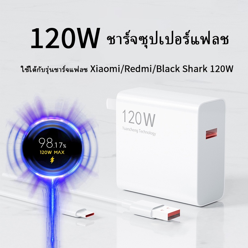 【รับประกัน 1 ปี】ชุดชาร์จ 120W สาาร์จ 6A ชาร์จ 120W USB Type C Charge