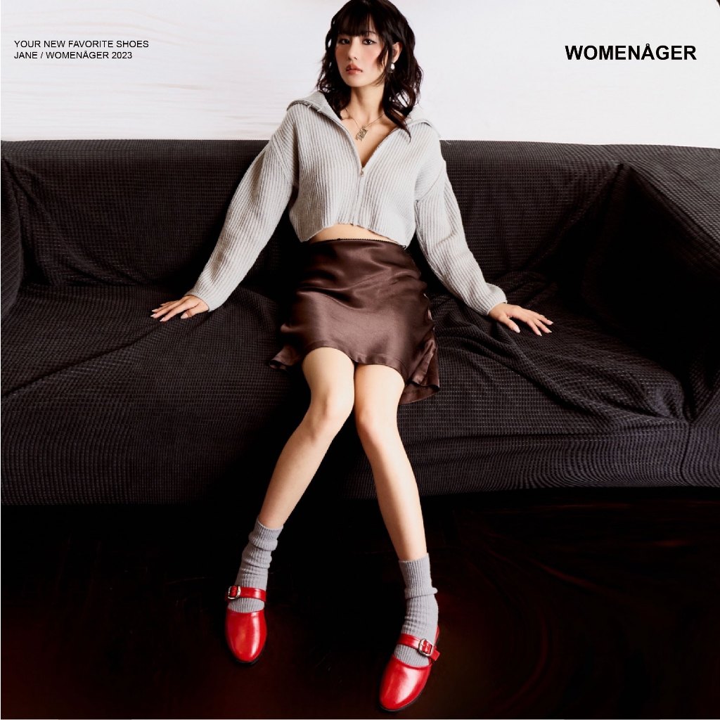 womenager - Jane Ruby leather รองเท้าแตะคัทชูเปิดส้น สวมใส่ง่าย