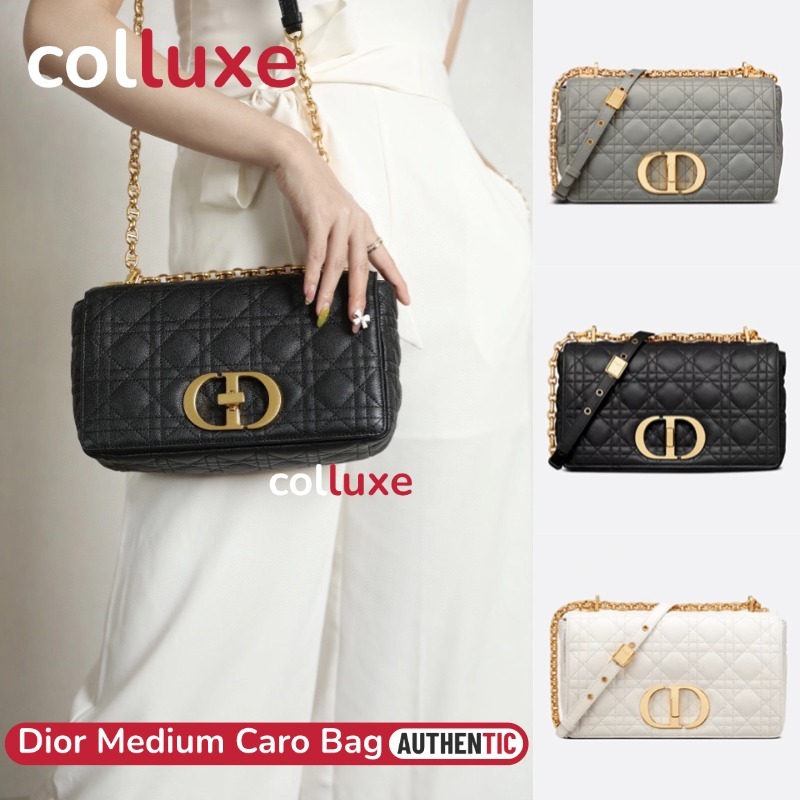 👜ดิออร์ Dior Medium Caro Shoulder Bag กระเป๋าสะพายไหล่ หนังแกะ