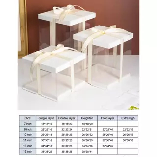 กล่องเค้กใส ฐานและฝาสีขาว /ฝาใส กล่องเค้กปอนด์ กล่องเค้ก 4 นิ้ว/ 6 นิ้ว / 8 นิ้ว/10 นิ้ว แพค 1 ชุด