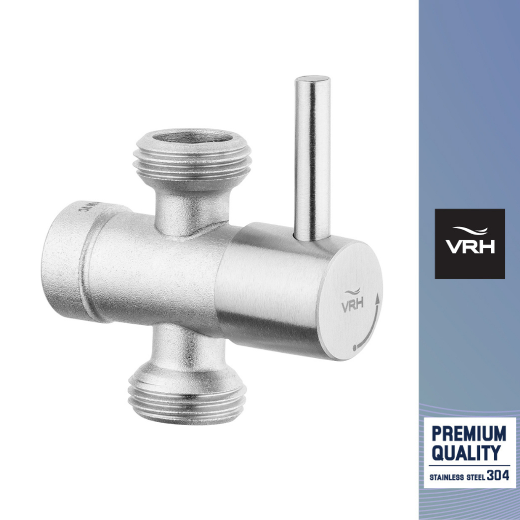VRH สต๊อปวาล์ว 3 ทาง (9120-K12) รุ่น BONNY แบบติดผนัง ฝายาว HFVJC-9120K12 (STOP VALVE)