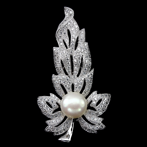 เข็มกลัดไข่มุกแท้สีขาว (White Pear) (10295)