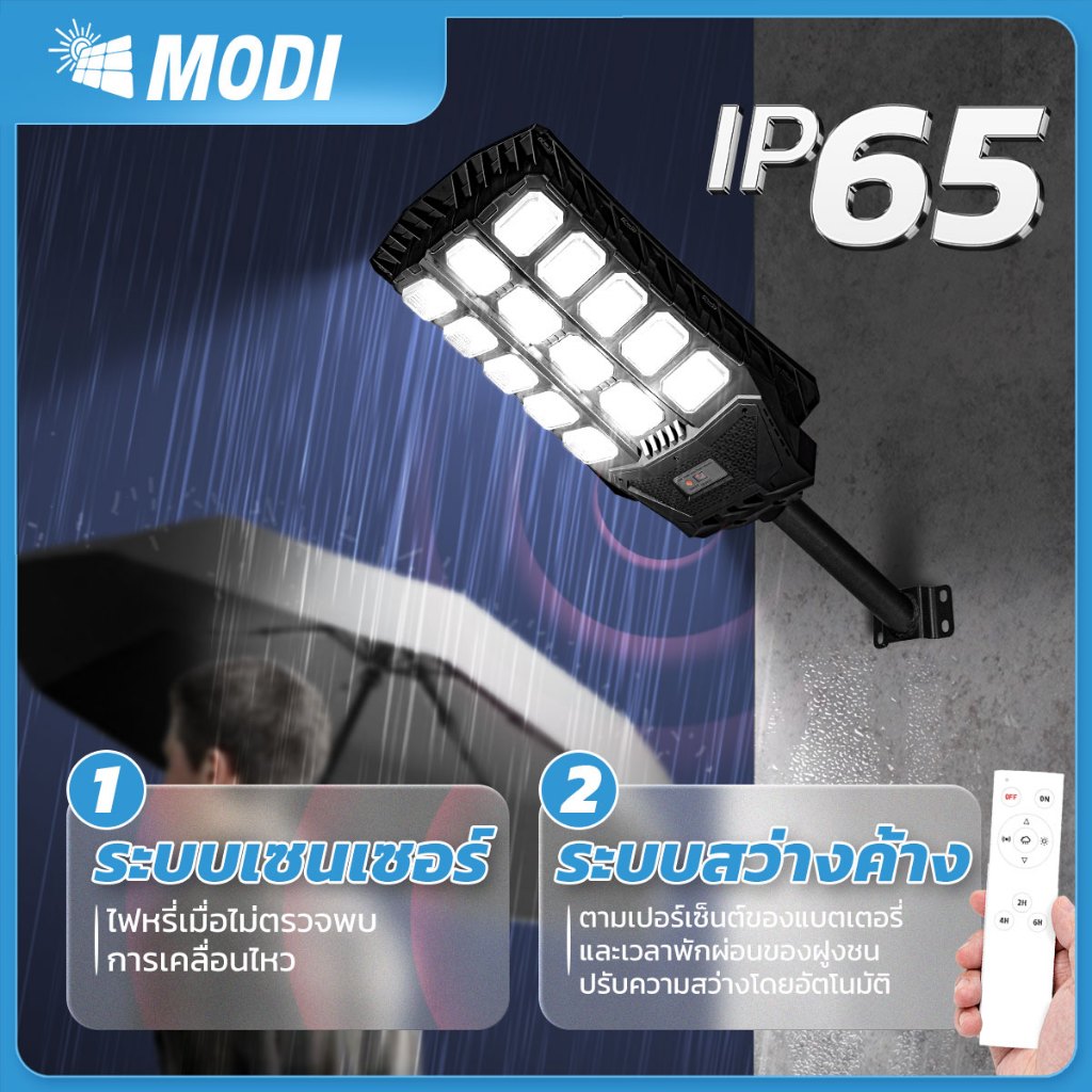 MODI [Flash sale] โคมไฟถนนโซล่าเซลล์ 300W400W แสงขาว เปิดปิดอัตโนมัติ Solar street light - รูปที่ 2