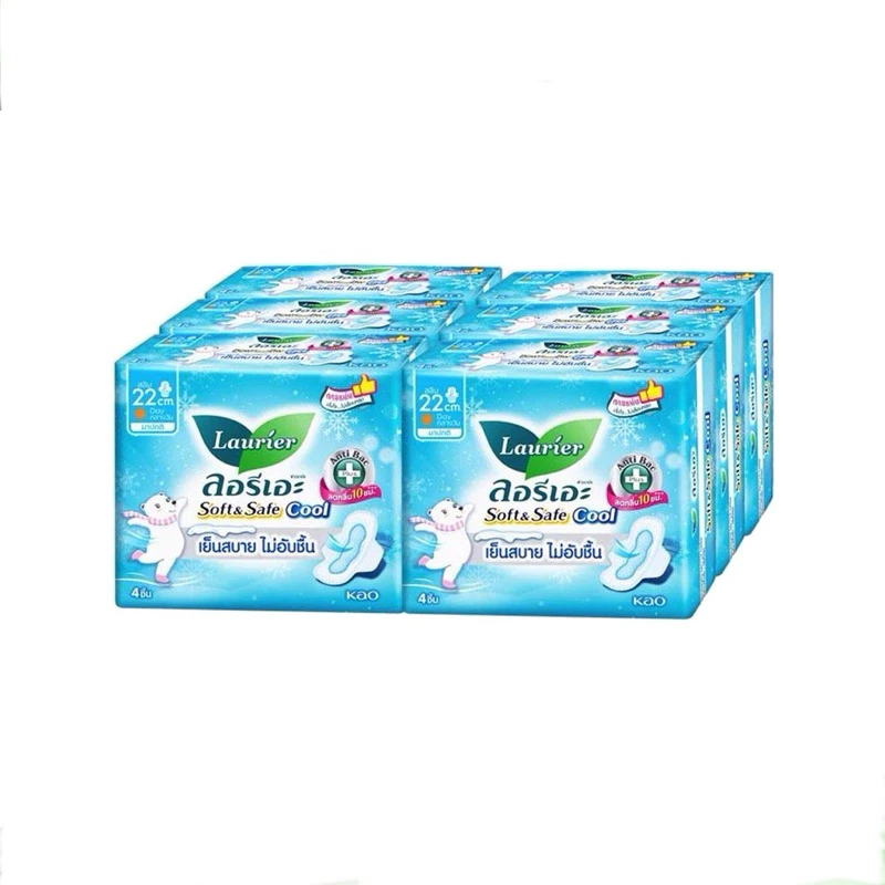 ลอรีเอะ ซอฟท์แอนด์เซฟ สลิมคูล ผ้าอนามัย 22 ซม. 4 ชิ้น x 6 หมีขาว