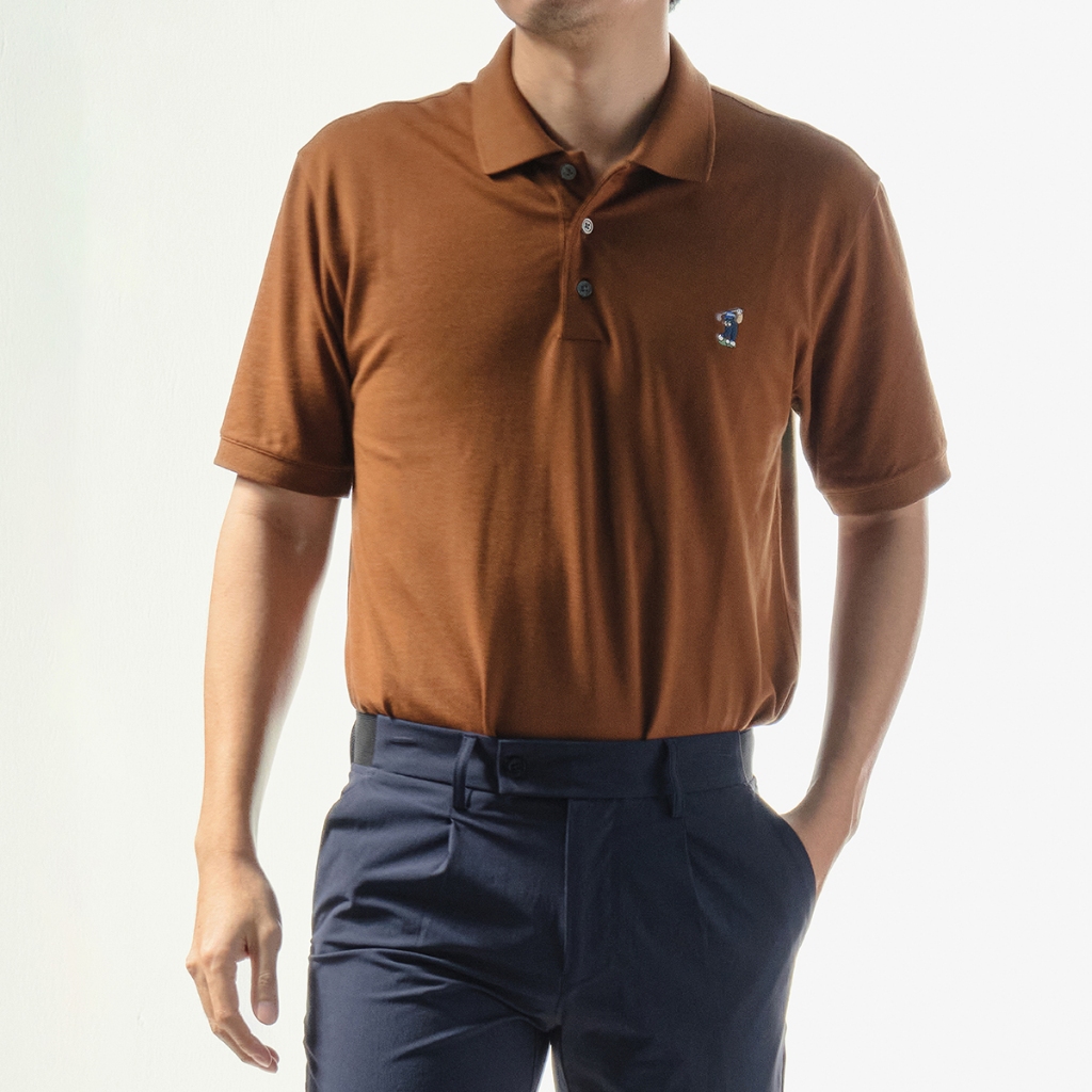 era-won เสื้อโปโลแขนสั้น ทรงสลิม Polo collection “ART TOY" สี Brown