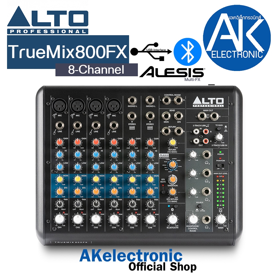 มิกเซอร์ ALTO TRUEMIX800FX 8-Channel เอฟเฟคแท้ Compact Mixer มิกเซอร์ 8 ชาแนล รุ่นใหม่ มี USB Interf