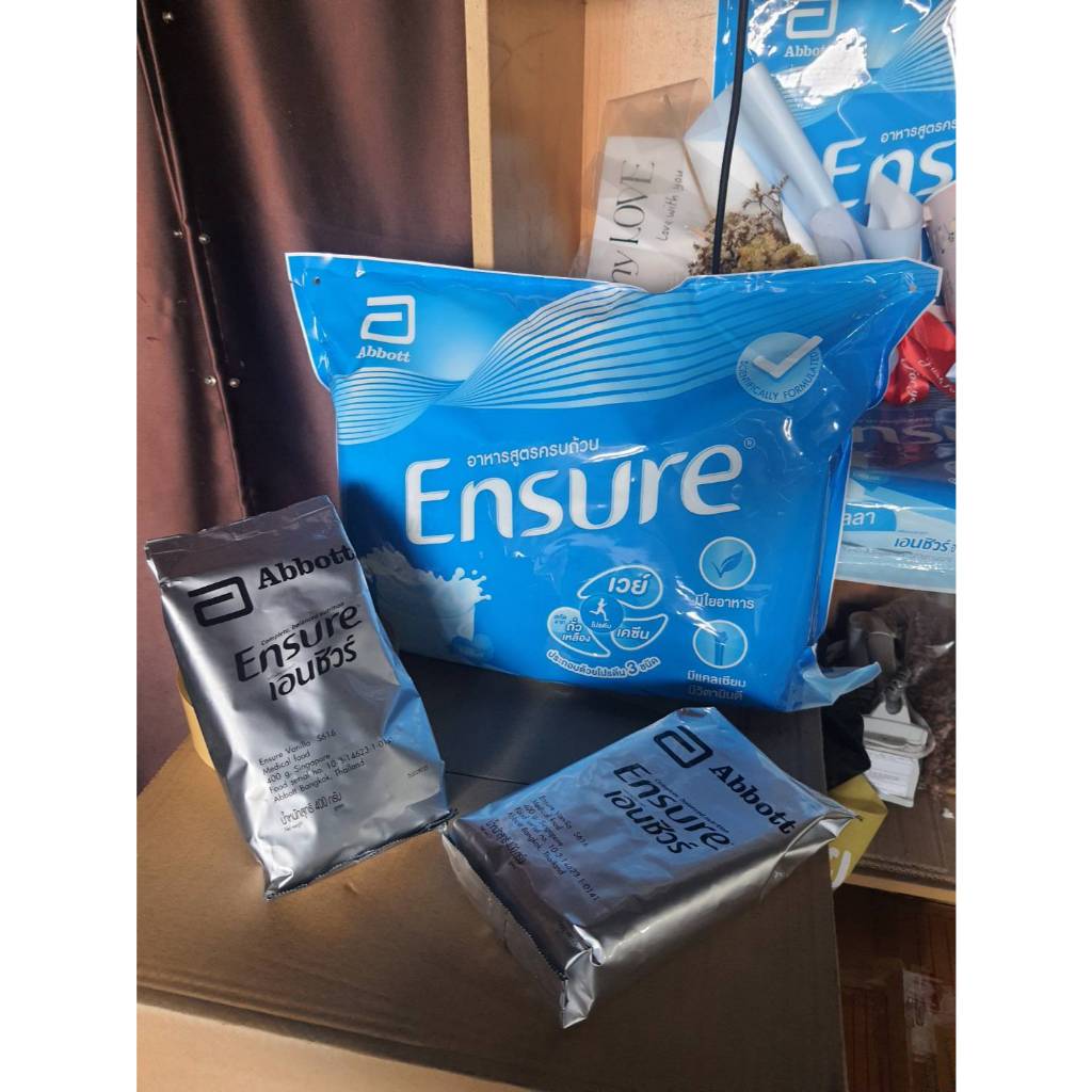 เอนชัวร์กลิ่นวนิลาEnsure vanilla นมผงชนิดถุงเติมแบ่งขายขนาด400กรัม xจำนวน2 ถุง (ซื้อ4 ถุงแถมช้อนตวง)